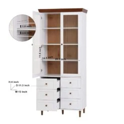 White MDF Display And Storage Cabinet: Ideal For Kitchen And Living Room -Tahanbath white tahanbath pantry organizers z w409p195106 1f 1000