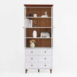 White MDF Display And Storage Cabinet: Ideal For Kitchen And Living Room -Tahanbath white tahanbath pantry organizers z w409p195106 c3 1000