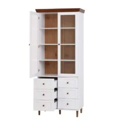 White MDF Display And Storage Cabinet: Ideal For Kitchen And Living Room -Tahanbath white tahanbath pantry organizers z w409p195106 fa 1000