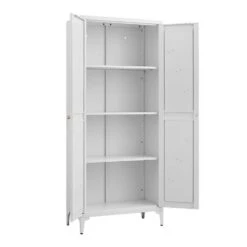 2-Door All-Steel Storage Cabinet Adjustable Shelves In White 10 2-Door All-Steel Storage Cabinet Adjustable Shelves In White -Tahanbath white tahanbath pantry organizers z w679102758 4f 1000