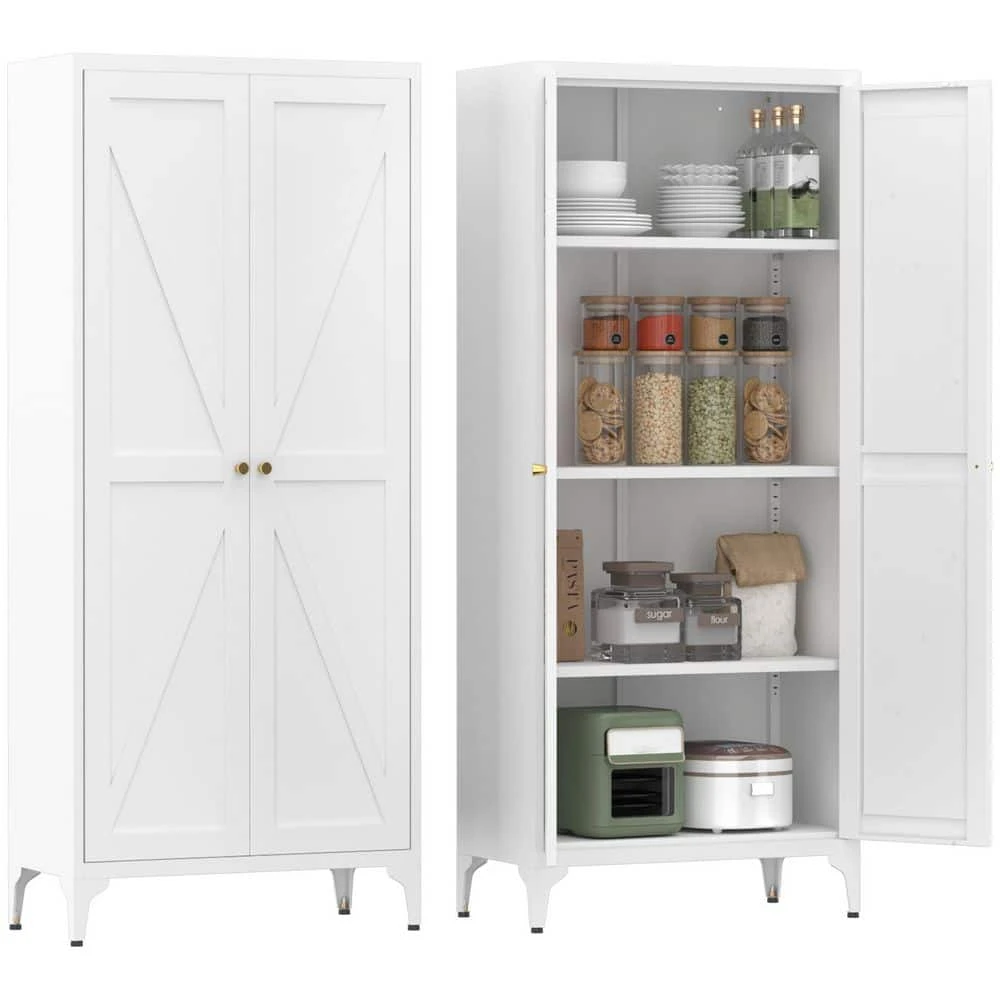 2-Door All-Steel Storage Cabinet Adjustable Shelves In White 1 2-Door All-Steel Storage Cabinet Adjustable Shelves In White