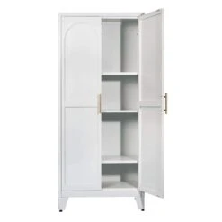 71 In. Metal Storage Cabinet: 2-Shapely Doors, Adjustable Shelves In White -Tahanbath white tahanbath pantry organizers z w716p168579 44 1000