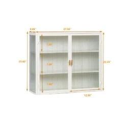 Modern Three-Door Glass Wall Cabinet With Three-Tier Storage In White -Tahanbath white tahanbath pantry organizers z w757119328 76 1000
