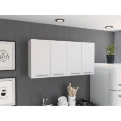 Stockton Rectangle 4-Swing Doors Wall Cabinet In White 7 Stockton Rectangle 4-Swing Doors Wall Cabinet In White -Tahanbath white tahanbath pantry organizers z w757119330 4f 1000