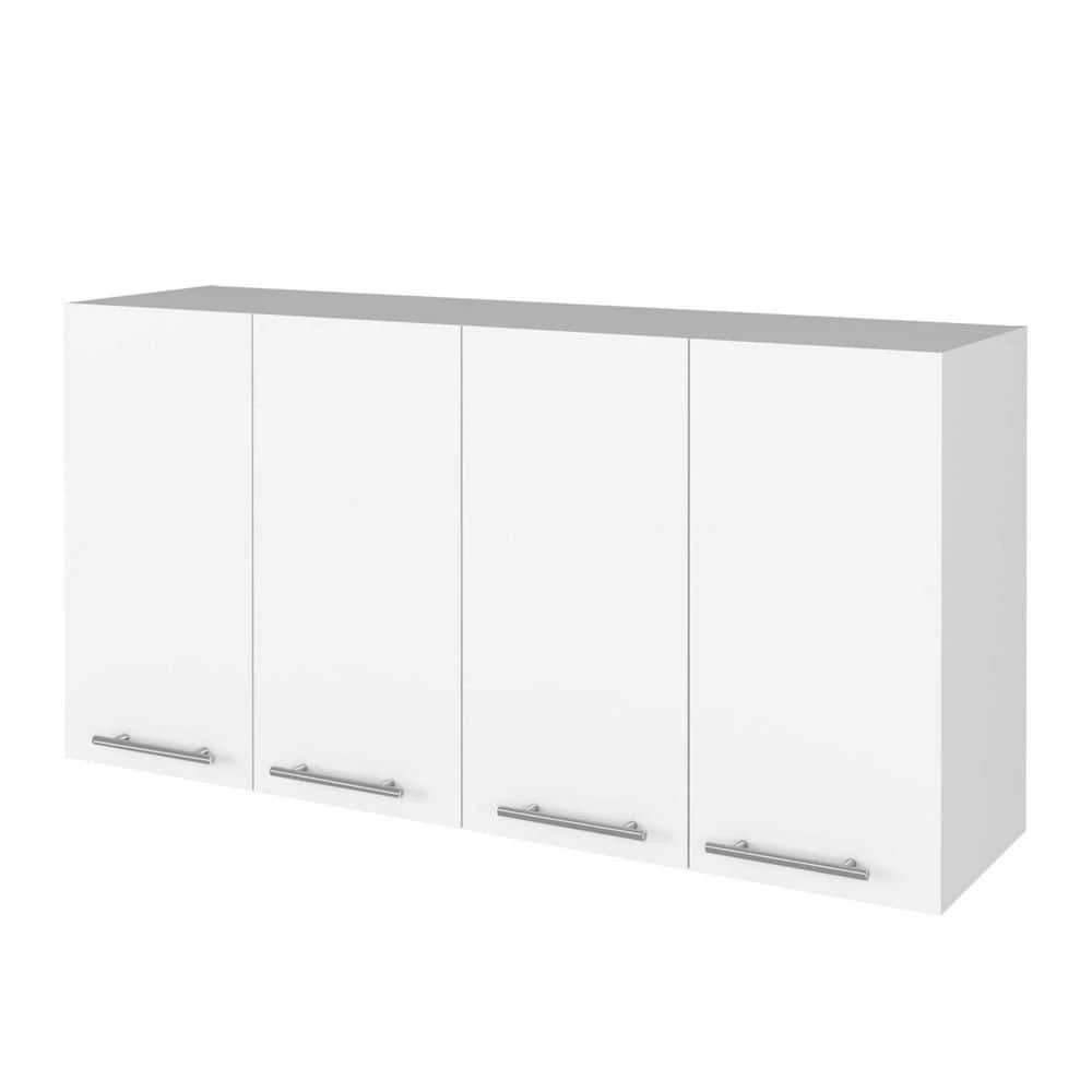 Stockton Rectangle 4-Swing Doors Wall Cabinet In White 1 Stockton Rectangle 4-Swing Doors Wall Cabinet In White
