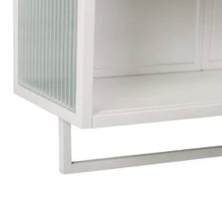 Modern 23.62" Two-Door Wall Cabinet With Glass Doors, Two-Tier Storage, Open Shelf & Towel Rack-Multiple Rooms In White -Tahanbath white tahanbath pantry organizers z w757119332 4f 1000