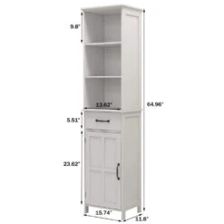 Floor Standing Cabinet With 1-Door And 1-Drawer In White -Tahanbath white tahanbath pantry organizers z w75784357 44 1000