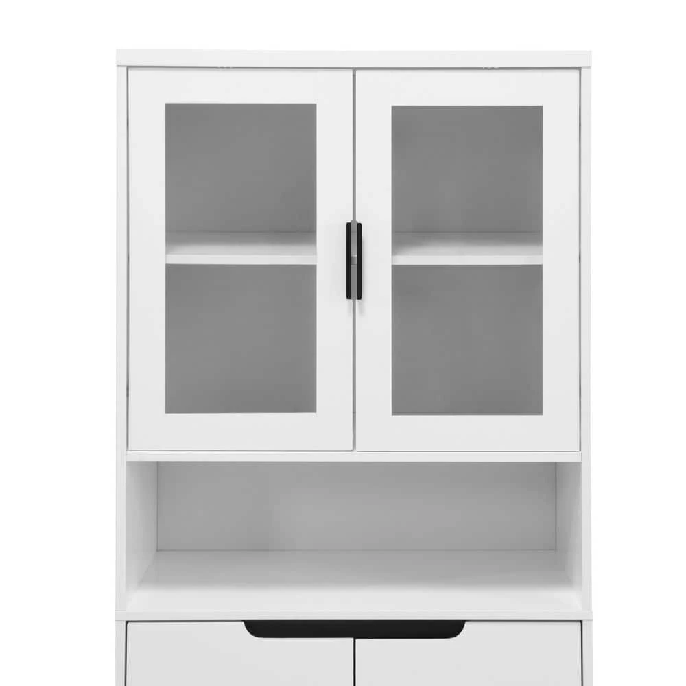 Tall Tempered Glass Door Bookcase: 4-Doors, Adjustable Shelves In White 6 Tall Tempered Glass Door Bookcase: 4-Doors, Adjustable Shelves In White - Image 6