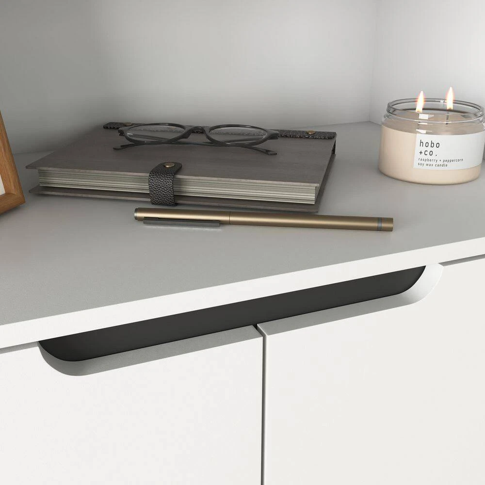 Tall Tempered Glass Door Bookcase: 4-Doors, Adjustable Shelves In White 2 Tall Tempered Glass Door Bookcase: 4-Doors, Adjustable Shelves In White - Image 2