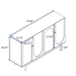 Functional Stylish 4-Door Intaglio Storage Cabinet With Pine Legs, Solid Wood Pulls And MDF In White -Tahanbath white tahanbath pantry organizers z w757p151917 4f 1000