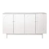Functional Stylish 4-Door Intaglio Storage Cabinet With Pine Legs, Solid Wood Pulls And MDF In White
