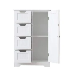 Small Bathrooom Storage Cabinet, Freestanding Storage Cabinet EntryWay Cabinet Home Storage For Living Room In White -Tahanbath white tahanbath pantry organizers z w965141553 1f 1000