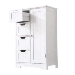 Small Bathrooom Storage Cabinet, Freestanding Storage Cabinet EntryWay Cabinet Home Storage For Living Room In White