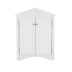 White Triangle Bathroom Storage Cabinet With Adjustable Shelves Freestanding Floor Cabinet For Home Kitchen