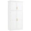 70.9 In. Kitchen Pantry: 4-Doors, 8-Trays, Adjustable Shelf InWhite