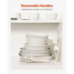 17-Piece Pots And Pans Set Stainless Steel Granite Nonstick Kitchen Cookware Induction White -Tahanbath white tahanbath pot pan sets z w2201p190850 4f 1000