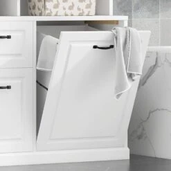39.30 In. D X 16.50 In. W × 70.90 In. H White Bathroom Storage Cabinet Pantry With Tilt-Out Hamper-Drawers -Tahanbath white tahanbath ready to assemble kitchen cabinets n725p278420k 44 1000