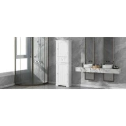 11.00 In.W X 22.00 In.D X 67.70 In. H Ready To Assemble Tall Bath Storage Cabinet, With Drawer And Shelf, White -Tahanbath white tahanbath ready to assemble kitchen cabinets z n725p206890k 31 1000