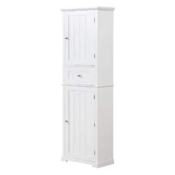11.00 In.W X 22.00 In.D X 67.70 In. H Ready To Assemble Tall Bath Storage Cabinet, With Drawer And Shelf, White -Tahanbath white tahanbath ready to assemble kitchen cabinets z n725p206890k 76 1000