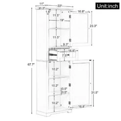 11.00 In.W X 22.00 In.D X 67.70 In. H Ready To Assemble Tall Bath Storage Cabinet, With Drawer And Shelf, White -Tahanbath white tahanbath ready to assemble kitchen cabinets z n725p206890k c3 1000