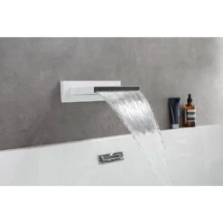 Single-Handle Wall Mount Waterfall Roman Tub Faucet Without Hand Shower In. White -Tahanbath white tahanbath roman tub faucets z w928100916 44 1000