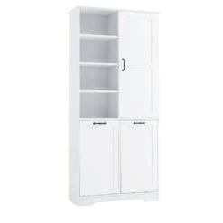 14.00 In. W X 31.00 In. D X 68.00 In. H Bathroom Storage Wall Cabinet In White
