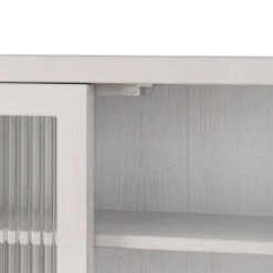 Vintage 24.8 In. Glass Double-Door Cabinet With 3 Tiers & Towel Rack-White Washed -Tahanbath white washed tahanbath pantry organizers z w757p218128 76 1000